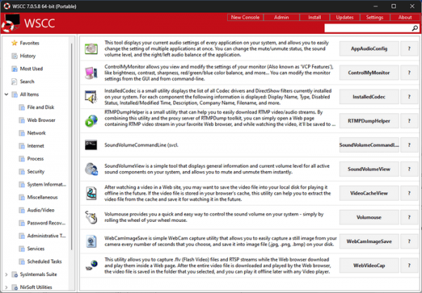 WSCC — системные утилиты для Windows в одной оболочке