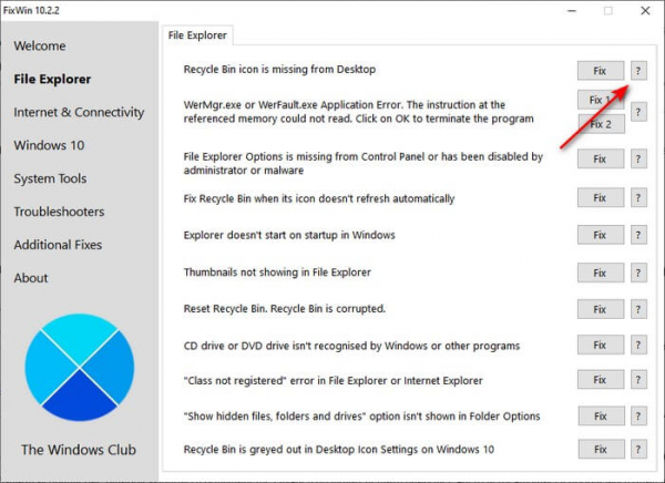 FixWin 10 — исправление ошибок Windows 10