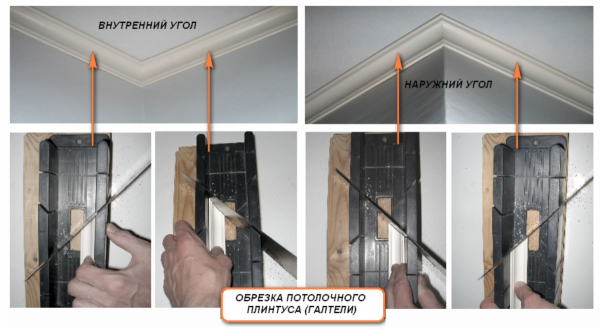 Как сделать угол на потолочном плинтусе: способы выполнения