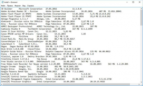 3 способа получить список установленных программ