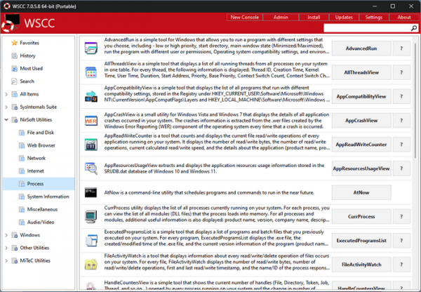 WSCC — системные утилиты для Windows в одной оболочке