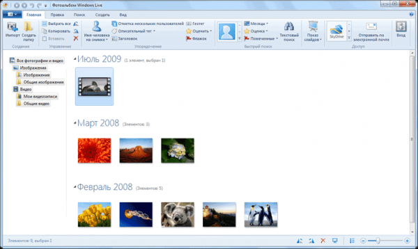 Фотоальбом Windows Live